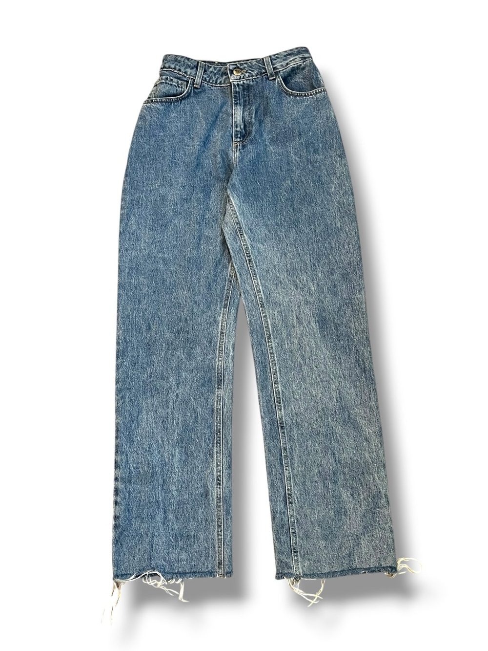 MVP Maria Vittoria Paolillo Jeans High Waist Straight Leg Stonewash Raw Hem US 2